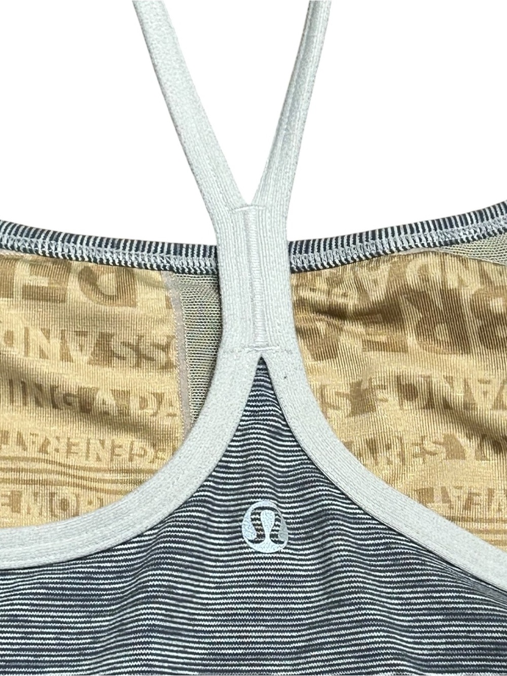 Lululemon Gray White Striped Racerback Tank Top Built In Bra Small - Picture 6 of 6